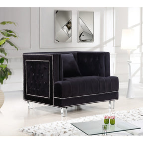 Meridian Furniture Lucas Black Velvet Chair-Minimal & Modern