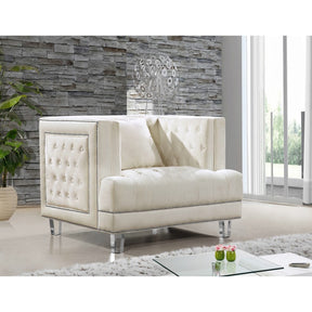 Meridian Furniture Lucas Cream Velvet Chair-Minimal & Modern