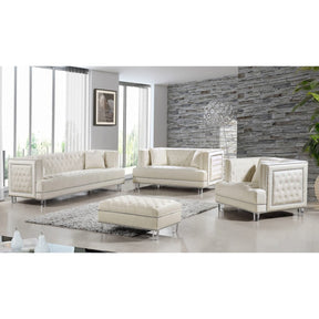 Meridian Furniture Lucas Cream Velvet Chair-Minimal & Modern