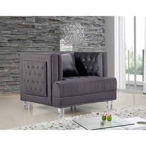 Meridian Furniture Lucas Grey Velvet Chair-Minimal & Modern