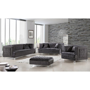 Meridian Furniture Lucas Grey Velvet Chair-Minimal & Modern