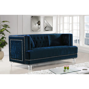 Meridian Furniture Lucas Navy Velvet Loveseat-Minimal & Modern