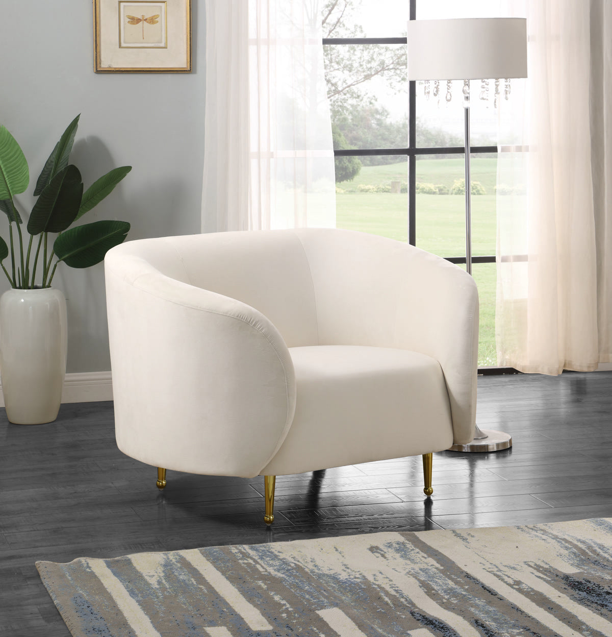 Meridian Furniture Lavilla Cream Velvet Chair
