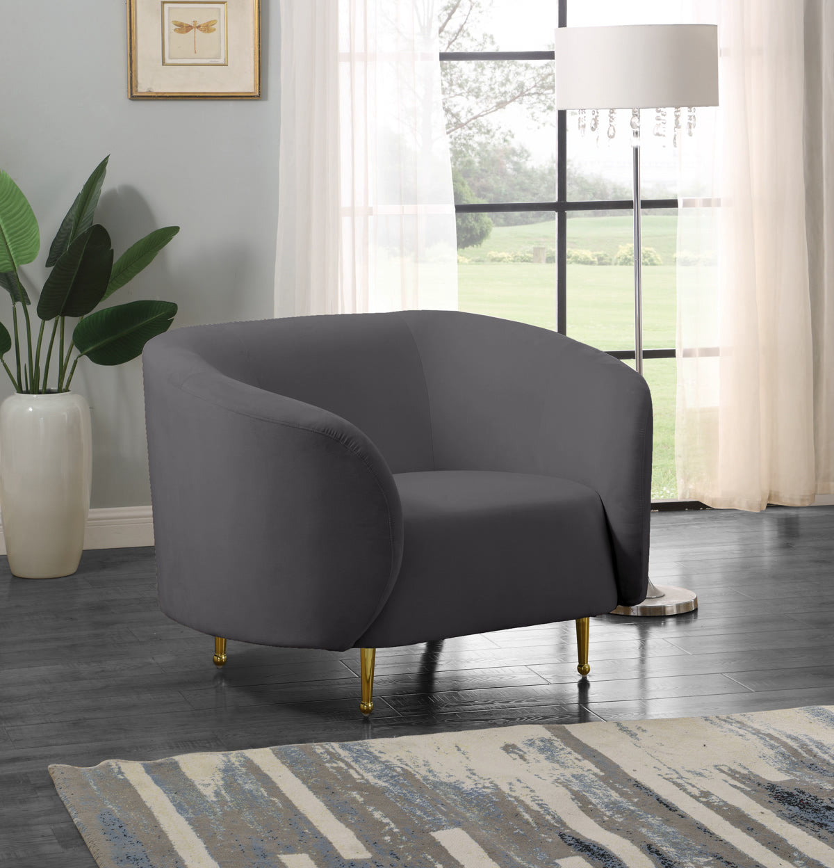 Meridian Furniture Lavilla Grey Velvet Chair