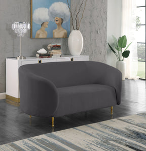 Meridian Furniture Lavilla Grey Velvet Loveseat