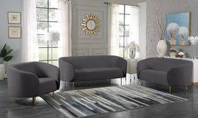 Meridian Furniture Lavilla Grey Velvet Loveseat