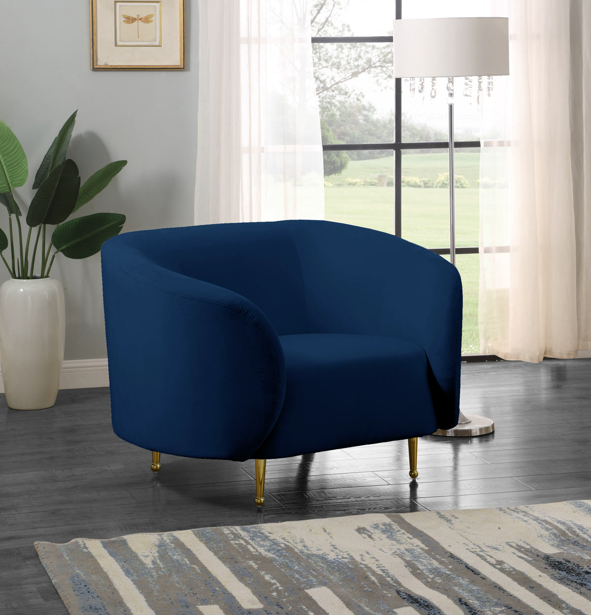 Meridian Furniture Lavilla Navy Velvet Chair