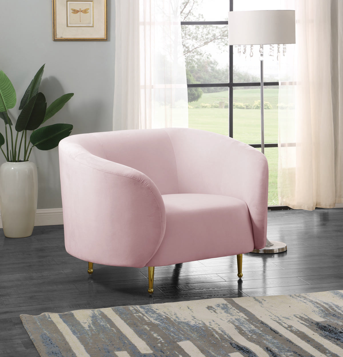 Meridian Furniture Lavilla Pink Velvet Chair