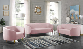 Meridian Furniture Lavilla Pink Velvet Loveseat