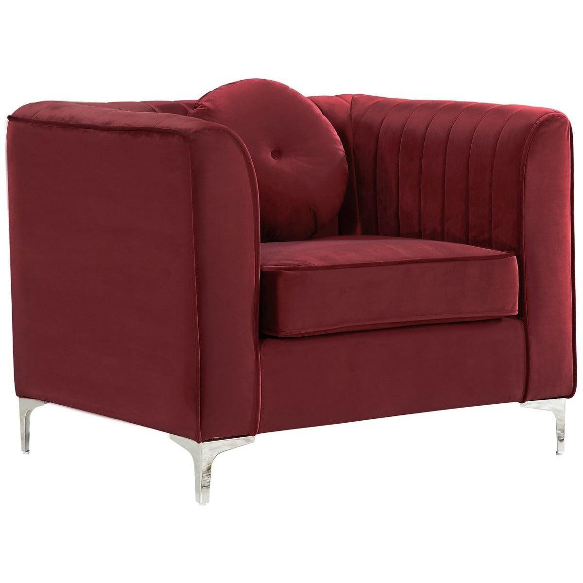 Meridian Furniture Isabelle Burgundy Velvet ChairMeridian Furniture - Chair - Minimal And Modern - 1