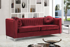 Meridian Furniture Isabelle Burgundy Velvet Sofa