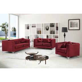 Meridian Furniture Isabelle Burgundy Velvet SofaMeridian Furniture - Sofa - Minimal And Modern - 1