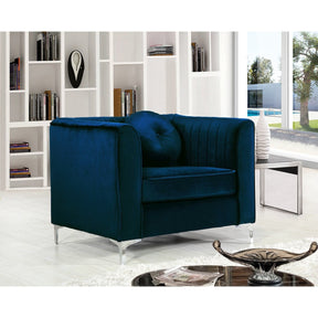 Meridian Furniture Isabelle Navy Velvet Chair-Minimal & Modern