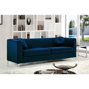 Meridian Furniture Isabelle Navy Velvet Sofa-Minimal & Modern