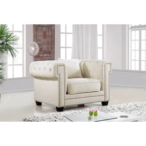 Meridian Furniture Bowery Cream Velvet Chair-Minimal & Modern