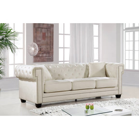 Meridian Furniture Bowery Cream Velvet Sofa-Minimal & Modern