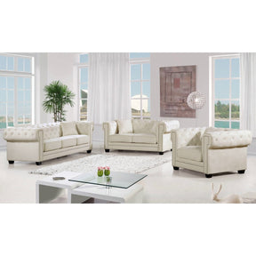 Meridian Furniture Bowery Cream Velvet Sofa-Minimal & Modern