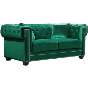 Meridian Furniture Bowery Green Velvet LoveseatMeridian Furniture - Loveseat - Minimal And Modern - 1