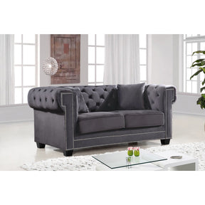 Meridian Furniture Bowery Grey Velvet Loveseat-Minimal & Modern