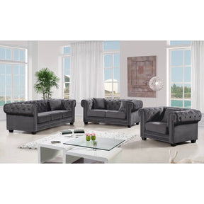 Meridian Furniture Bowery Grey Velvet Sofa-Minimal & Modern