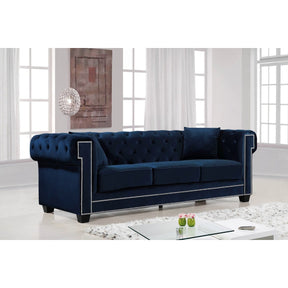 Meridian Furniture Bowery Navy Velvet Sofa-Minimal & Modern