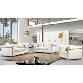 Meridian Furniture Kayla Cream Velvet Chair-Minimal & Modern