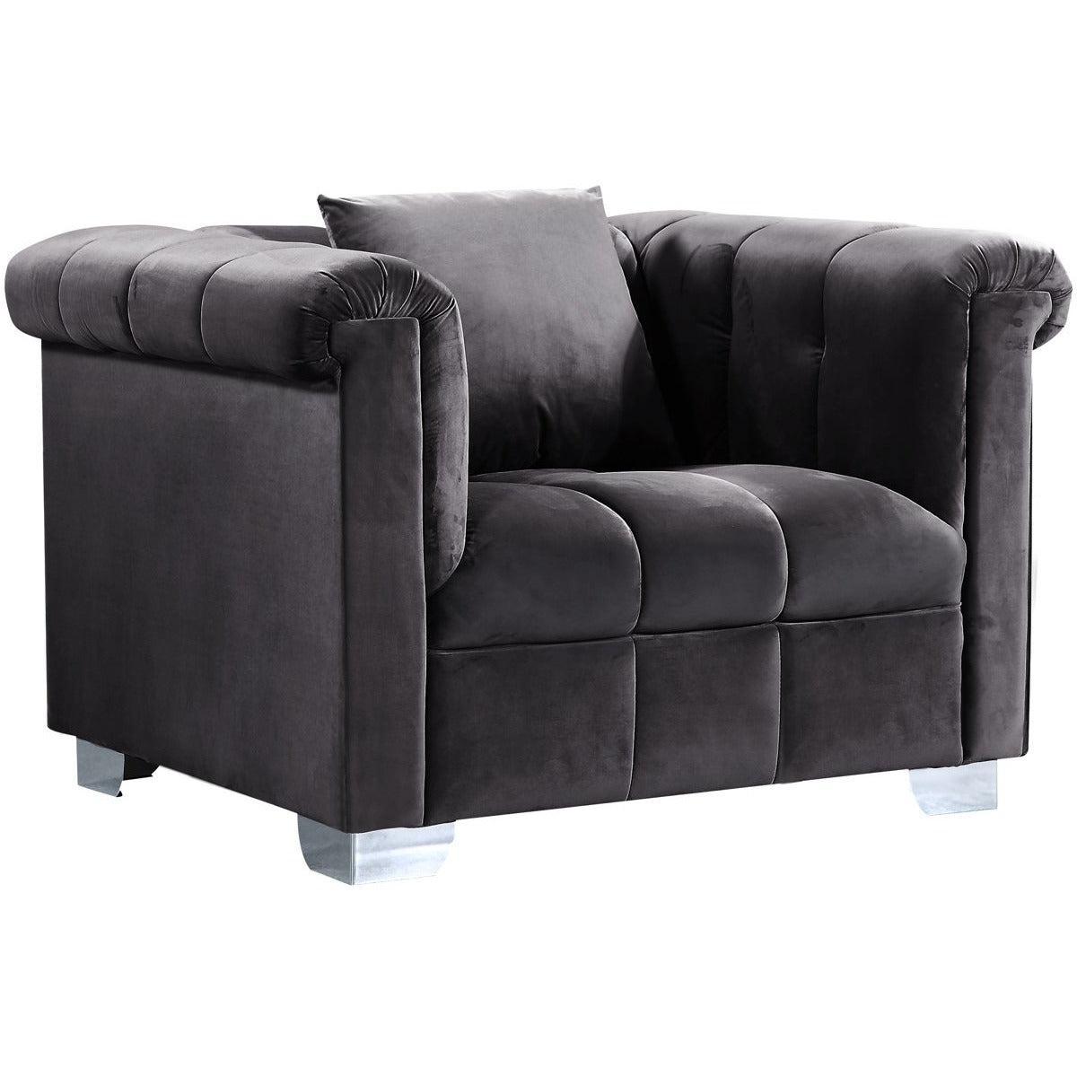 Meridian Furniture Kayla Grey Velvet ChairMeridian Furniture - Chair - Minimal And Modern - 1