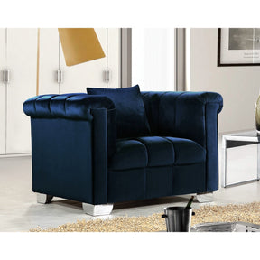 Meridian Furniture Kayla Navy Velvet Chair-Minimal & Modern