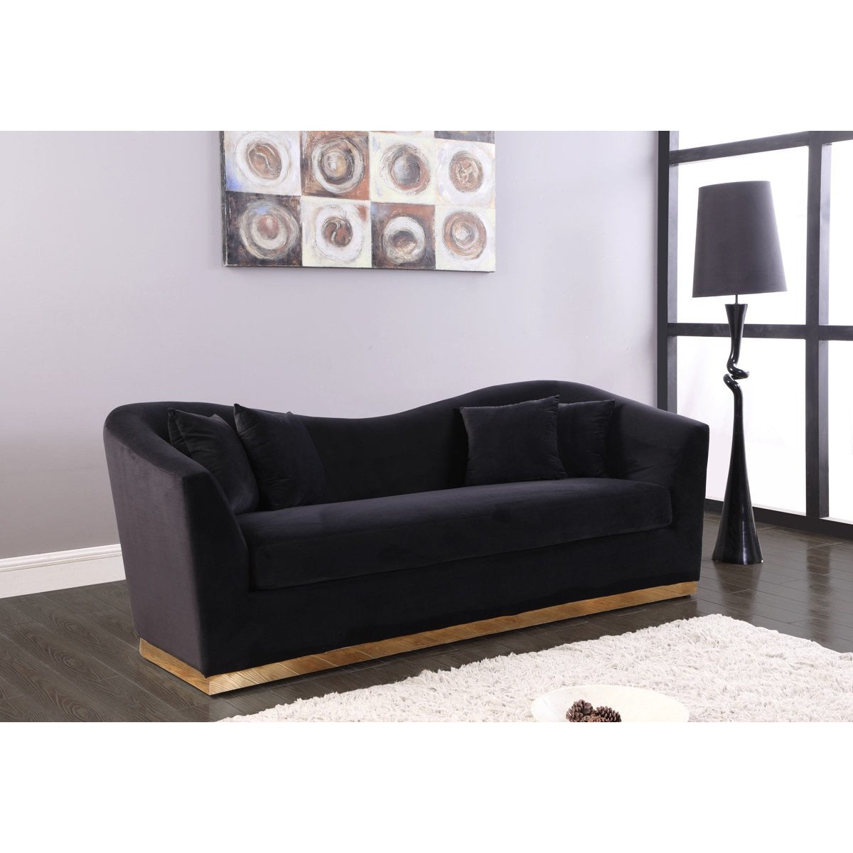 Meridian Furniture Arabella Black Velvet Sofa-Minimal & Modern