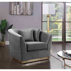 Meridian Furniture Arabella Grey Velvet Chair-Minimal & Modern