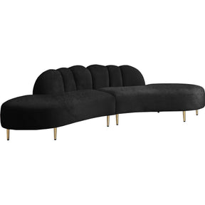 Meridian Furniture Divine Black Velvet 2pc. SectionalMeridian Furniture - 2pc. Sectional - Minimal And Modern - 1