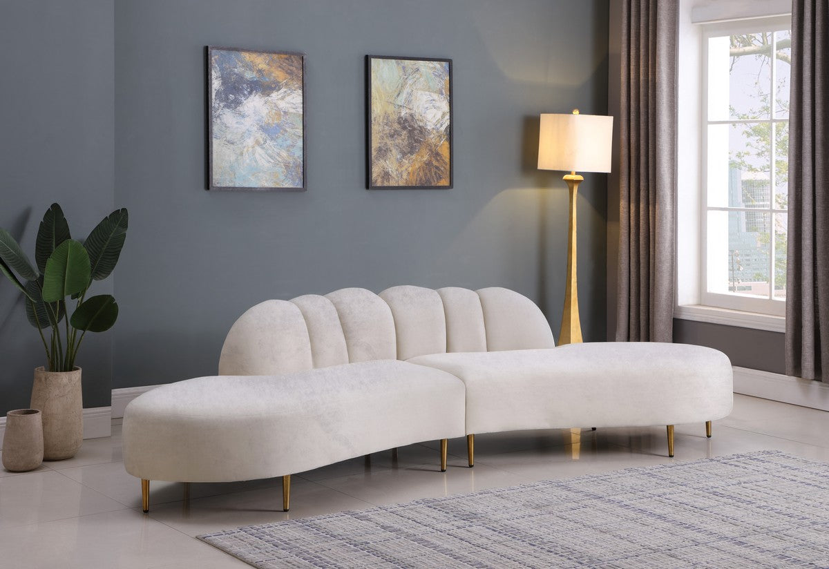 Meridian Furniture Divine Cream Velvet 2pc. Sectional