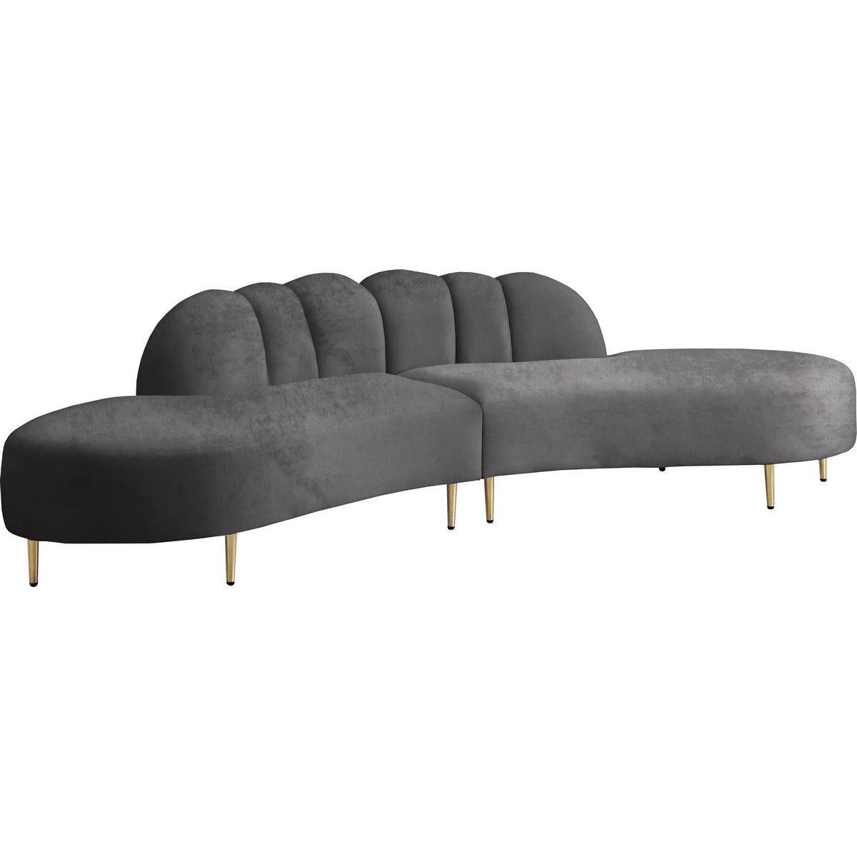 Meridian Furniture Divine Grey Velvet 2pc. SectionalMeridian Furniture - 2pc. Sectional - Minimal And Modern - 1