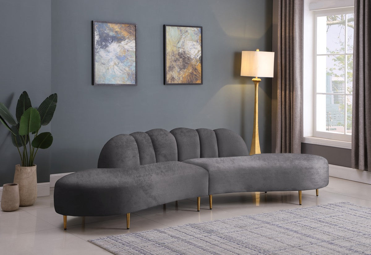 Meridian Furniture Divine Grey Velvet 2pc. Sectional