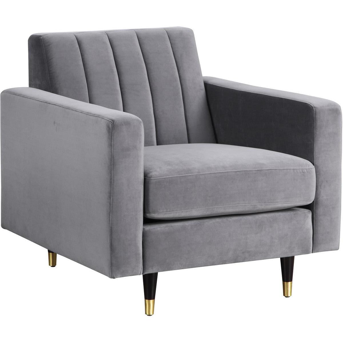 Meridian Furniture Lola Grey Velvet ChairMeridian Furniture - Chair - Minimal And Modern - 1