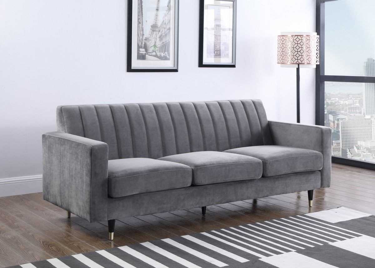 Meridian Furniture Lola Grey Velvet Sofa