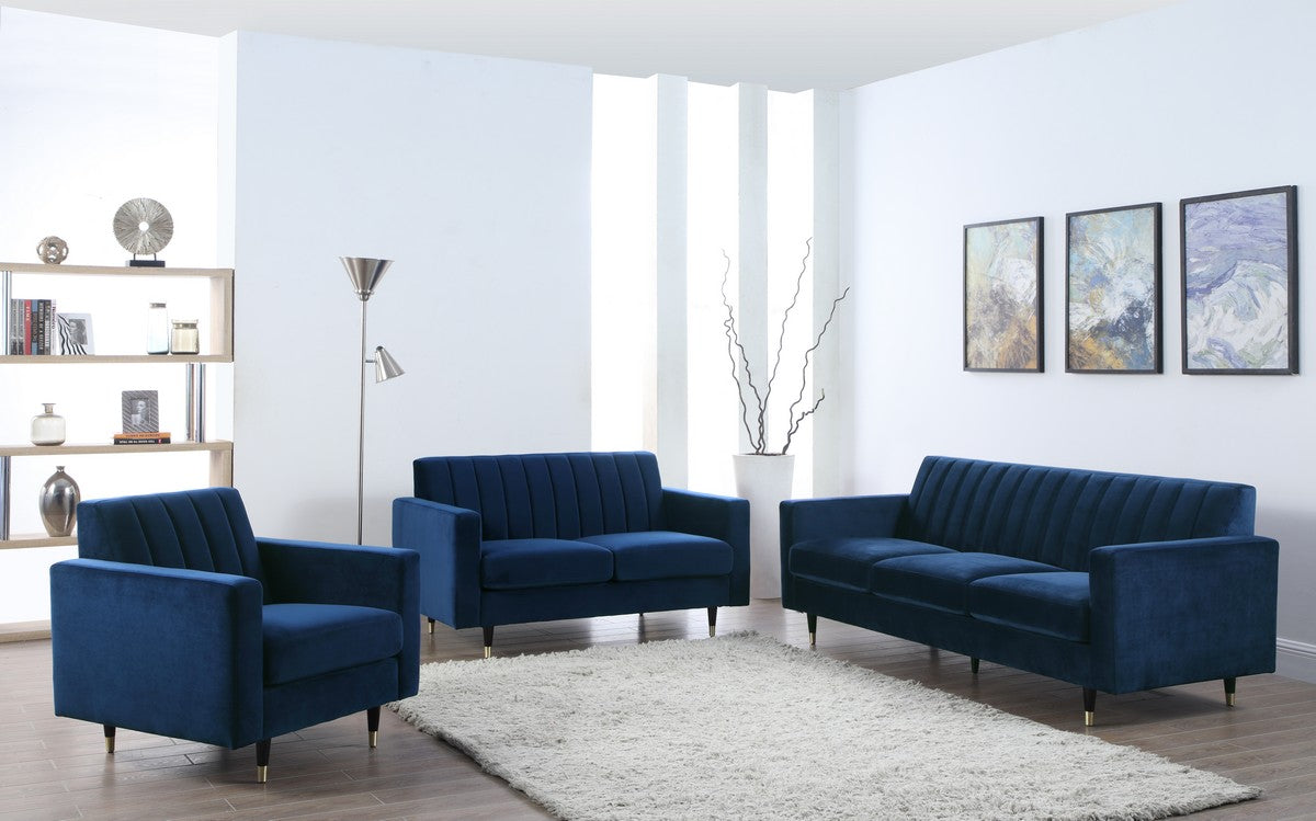 Meridian Furniture Lola Navy Velvet Sofa