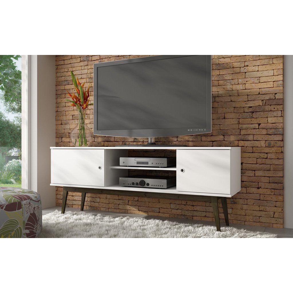 Accentuations by Manhattan Comfort Salem Splayed Leg TV Stand in White