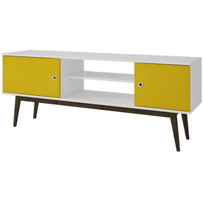 Accentuations by Manhattan Comfort Salem Splayed Leg TV  Stand in White and Yellow. Manhattan Comfort-Entertainment Center- - 1