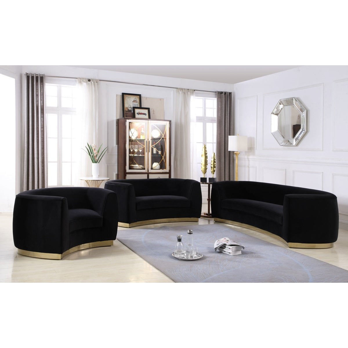 Meridian Furniture Julian Black Velvet Chair-Minimal & Modern