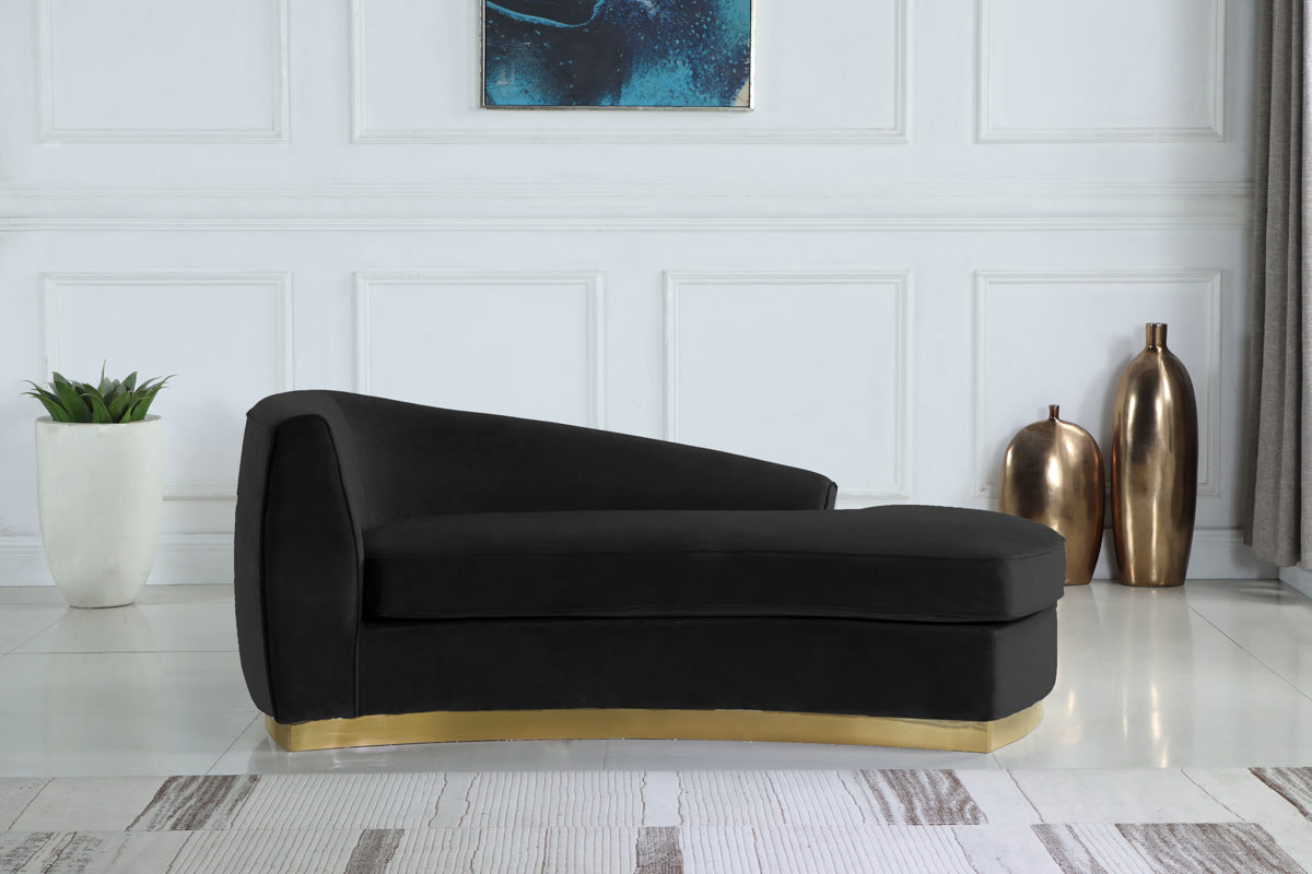 Meridian Furniture Julian Black Velvet Chaise