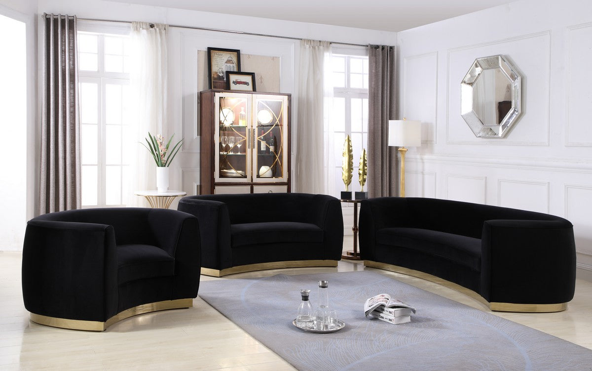 Meridian Furniture Julian Black Velvet Loveseat