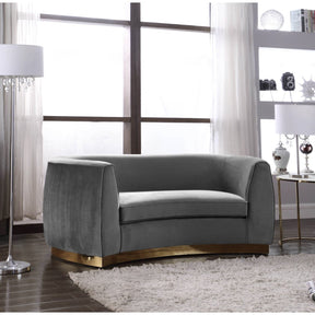 Meridian Furniture Julian Grey Velvet Loveseat-Minimal & Modern