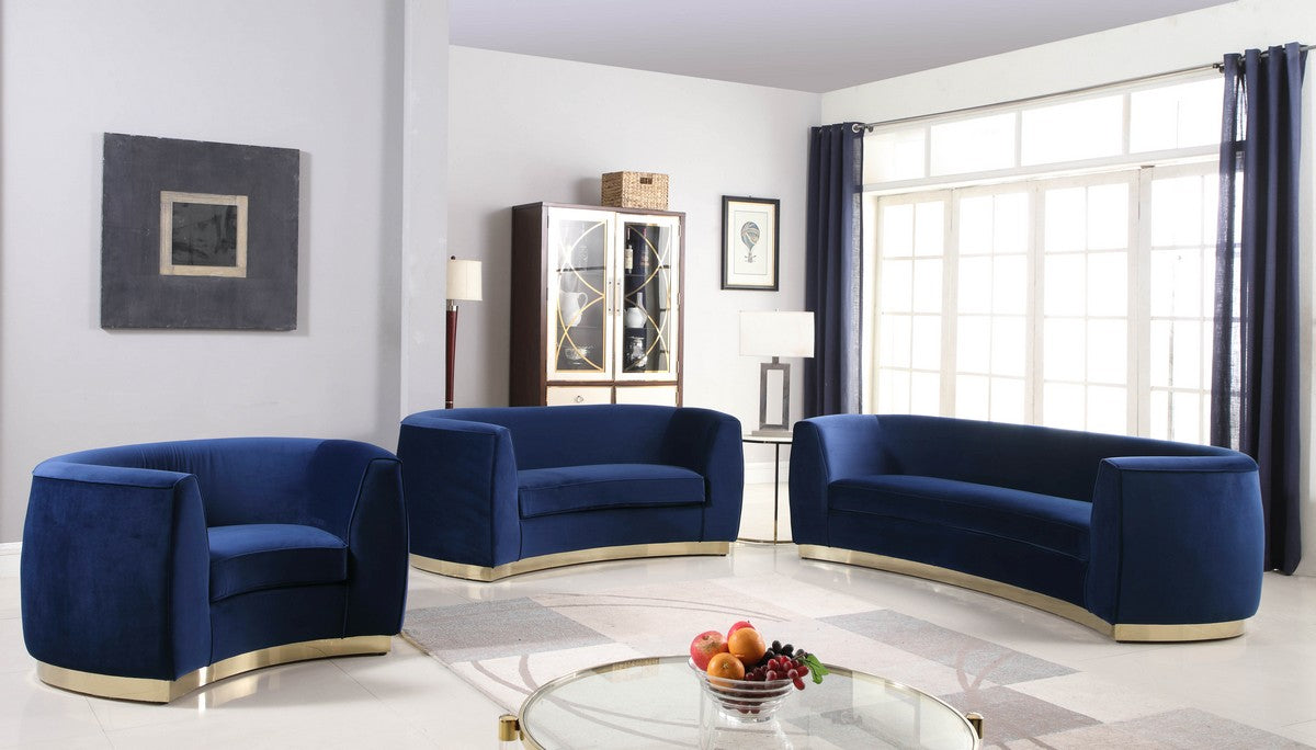 Meridian Furniture Julian Navy Velvet Sofa