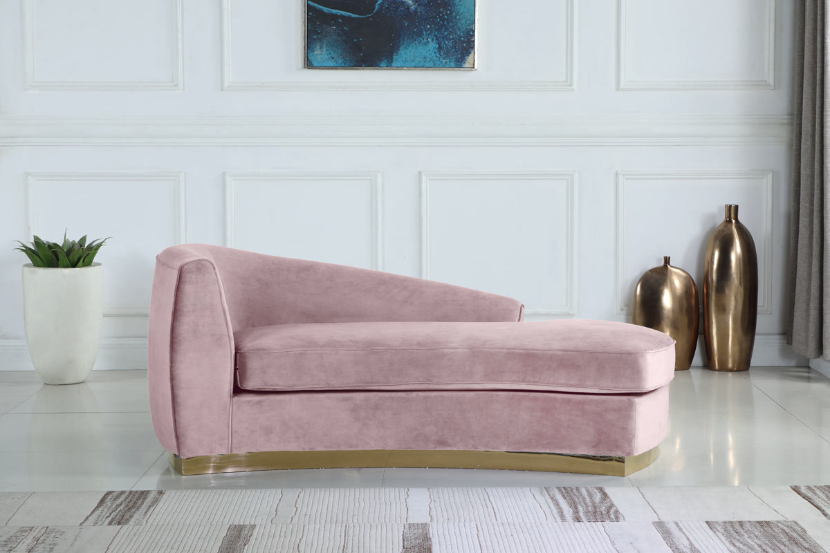 Meridian Furniture Julian Pink Velvet Chaise