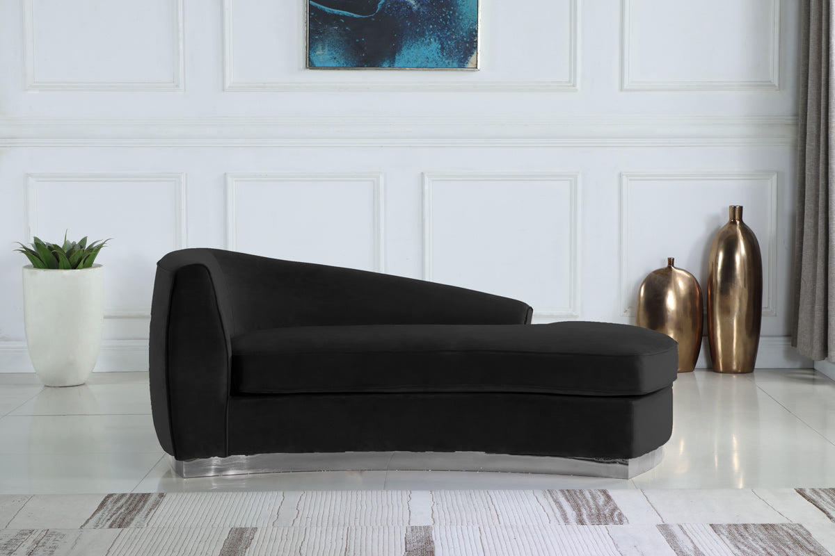 Meridian Furniture Julian Black Velvet Chaise