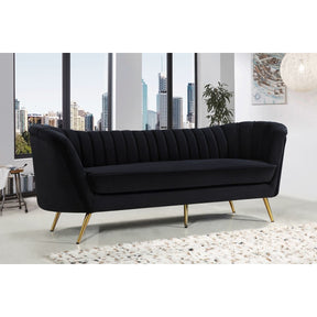 Meridian Furniture Margo Black Velvet Sofa-Minimal & Modern