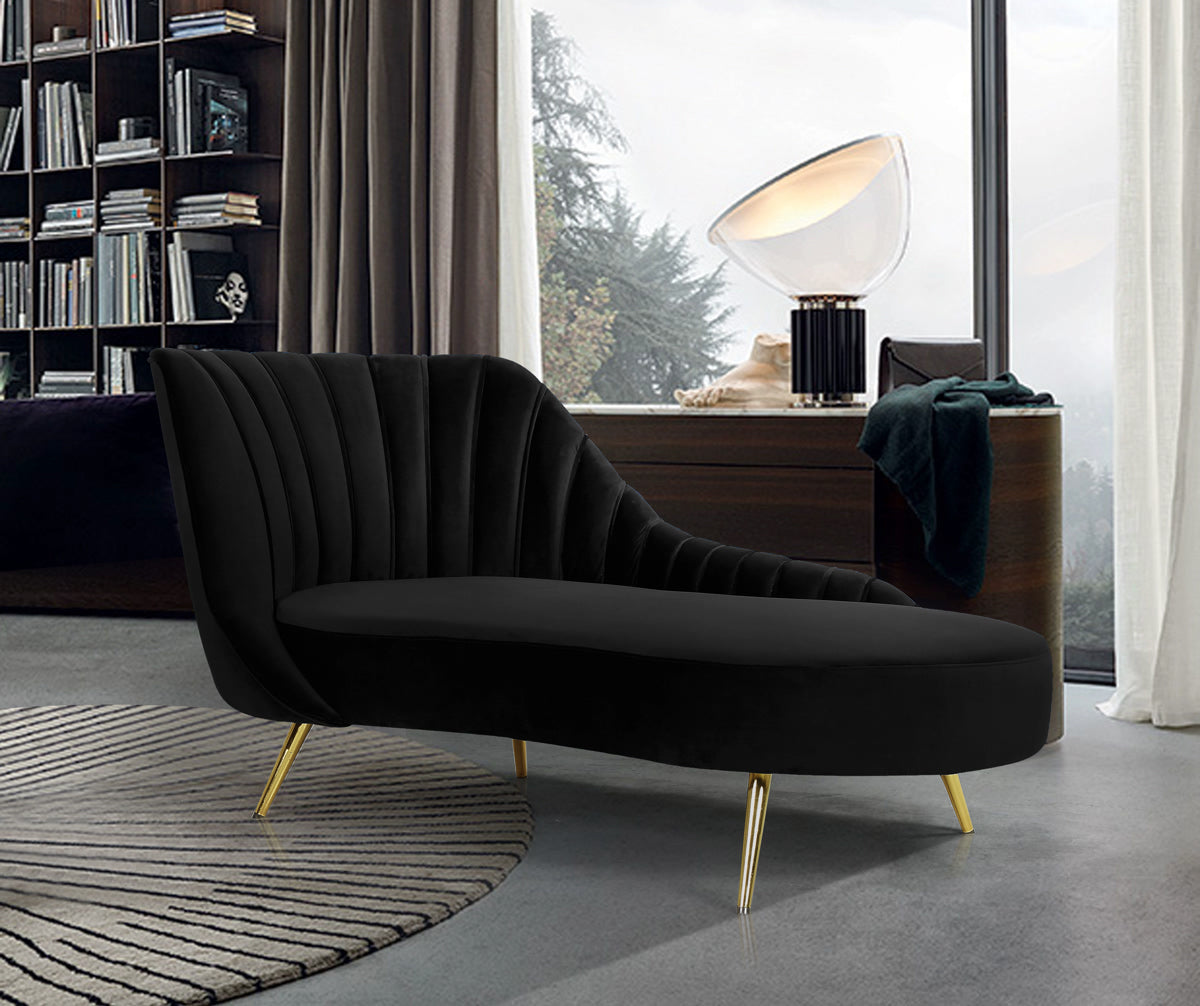 Meridian Furniture Margo Black Velvet Chaise