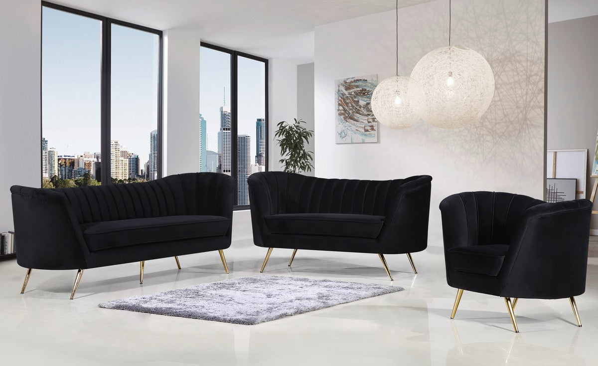 Meridian Furniture Margo Black Velvet Sofa