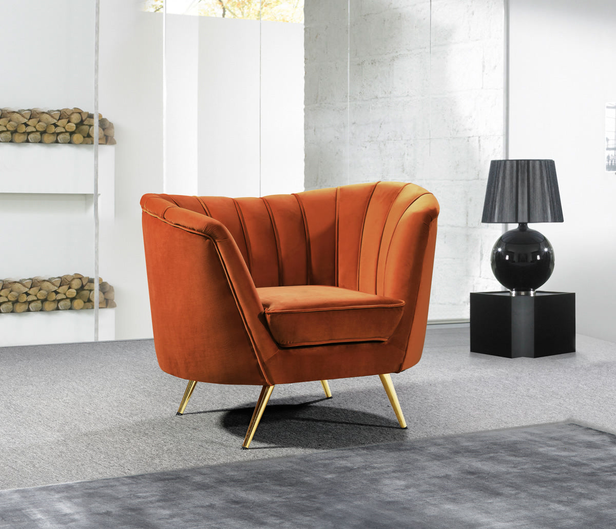 Meridian Furniture Margo Cognac Velvet Chair
